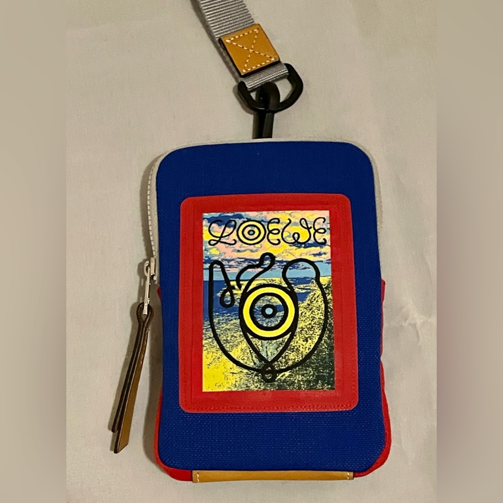 Loewe Eye Nature Zip Neck Pouch, Canvas w/Appliqué, Limited Edition, Good Cond.